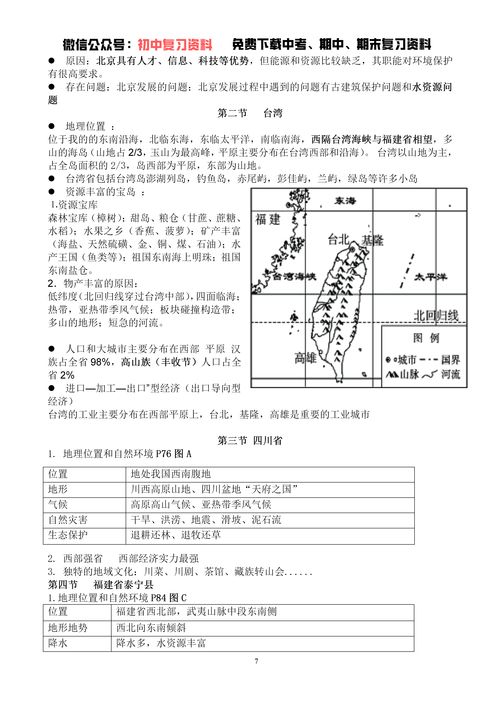湖南七年级下册地理，有哪些知识点？